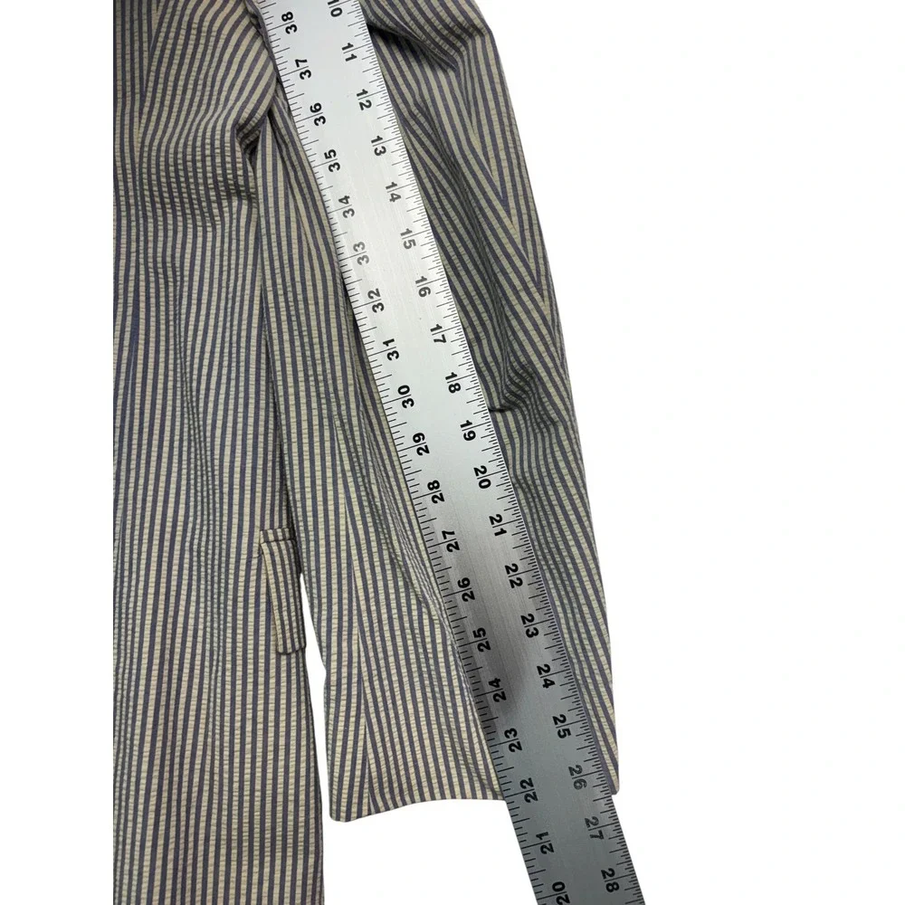 Nautica 40L 34x34 Blue White Stripe Seersucker 2pc Pant Suit Cotton Pleated Cuff